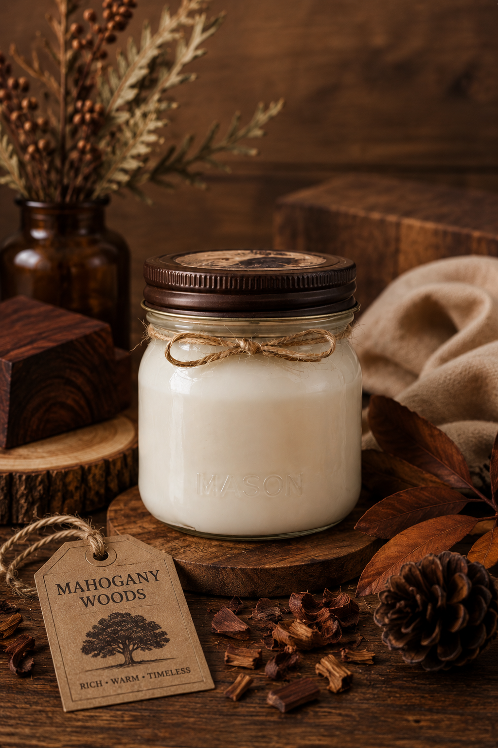 Mahogany Woods 8 oz Soy Candle