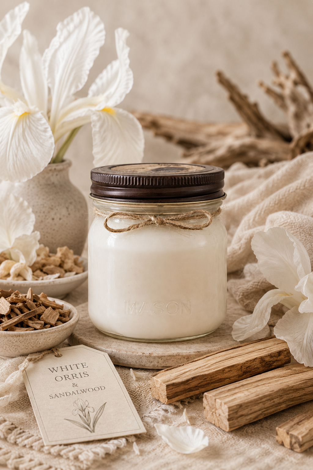 White Orris & Sandalwood 8oz Soy Candle